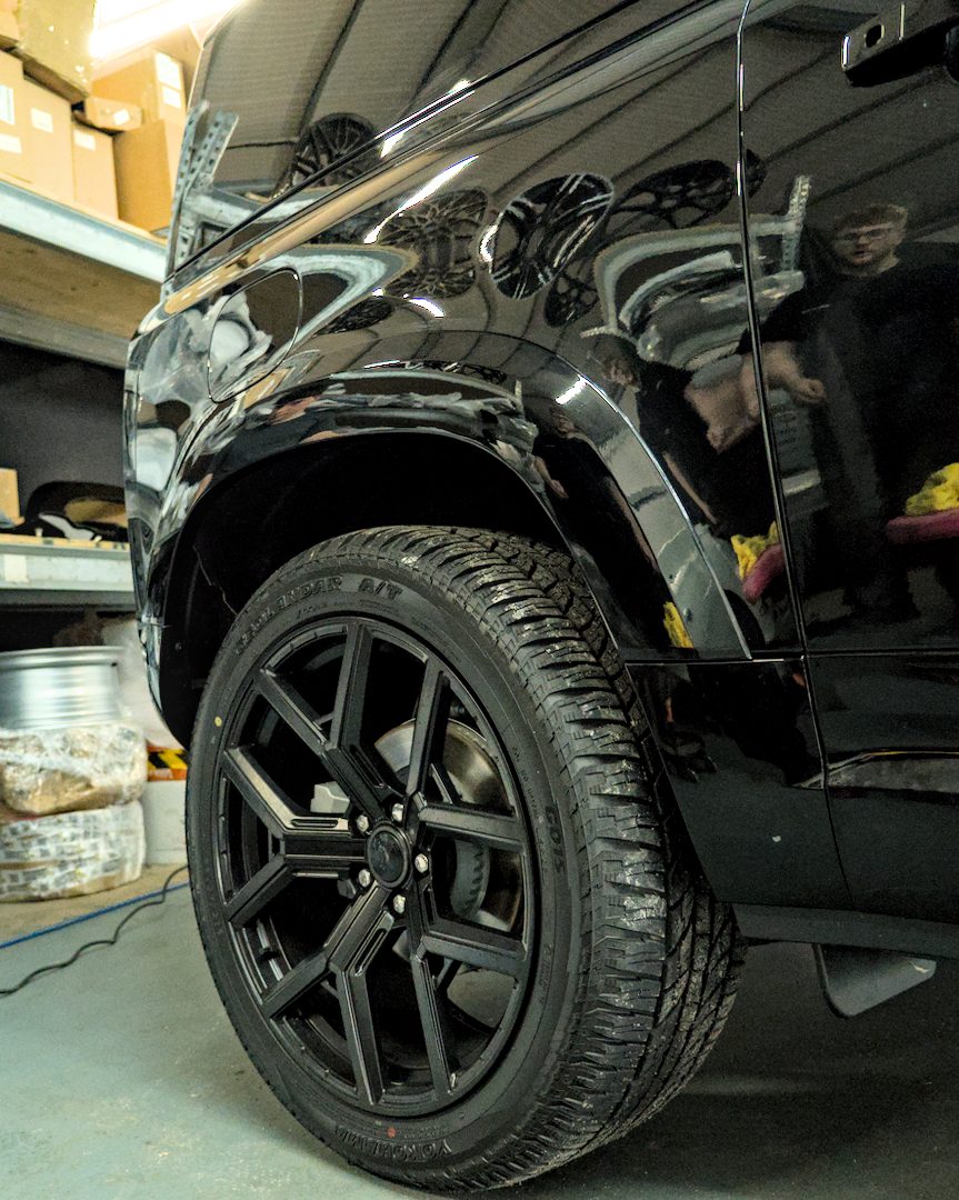 Land Rover Defender wheel arch kit fitted